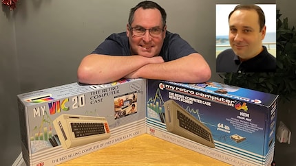 Sean Donohue und Leo Nigro bieten Commodore-Fanprodukte an.