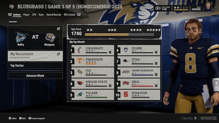 Die Cincinnati Bearcats und Tennessee Volunteers stehen ganz oben auf meiner Recruitment-Liste.