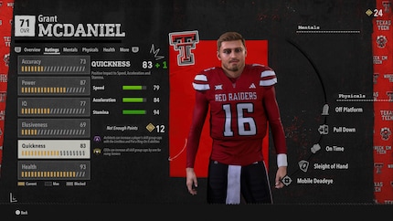 Skill Caps setzen Grant McDaniel in College Football 26 Grenzen.