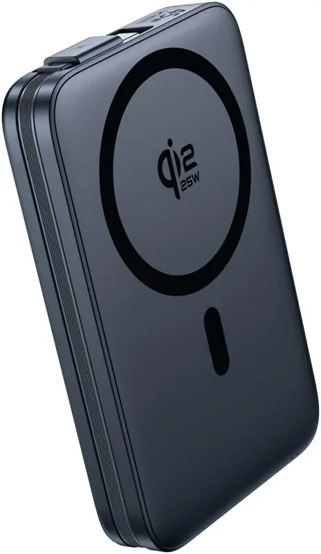 A power bank with Qi2 25W only needs to be placed on top of the smartphone to charge it.