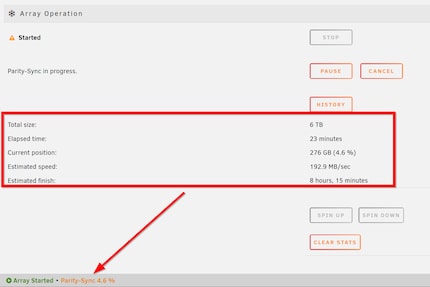 Der Parity-Check dauerte bei mir über 11 Stunden.