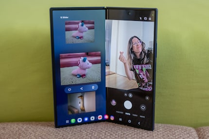 Le mode Flex affiche les photos déjà prises à gauche et l’appareil photo à droite.