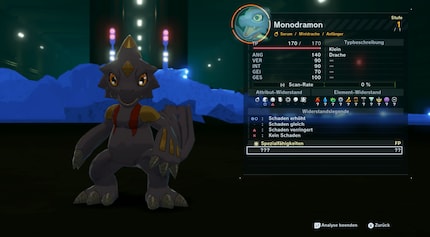Stärken und Schwächen der Digimon erfahre ich über die Analyse.