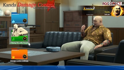 Nel mini-gioco «Kanda Damage Control», devi salvare la reputazione del tuo amico yakuza Kanda aiutando le persone di Kamurocho.