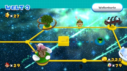 Auch die Levelauswahl in «Galaxy 2» erinnert an 2D-Marios.
