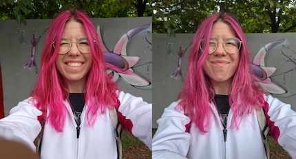 Selfies sind bei Motorola links etwas kräftiger, dafür kann der Hautton auch mal etwas zu gelb sein.