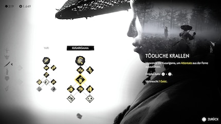 Den Stealth-Skill für das Kusarigama musst du im Skilltree zunächst freischalten.