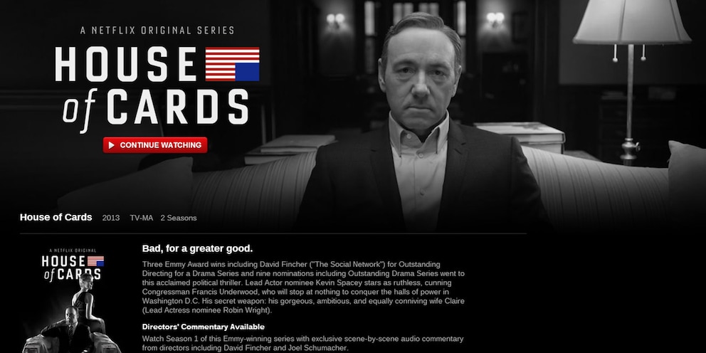House of Cards ist eine der zahlreichen Netflix-Eigenproduktionen, die in Ultra-HD/4K abrufbar sind.