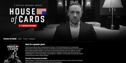 House of Cards ist eine der zahlreichen Netflix-Eigenproduktionen, die in Ultra-HD/4K abrufbar sind.