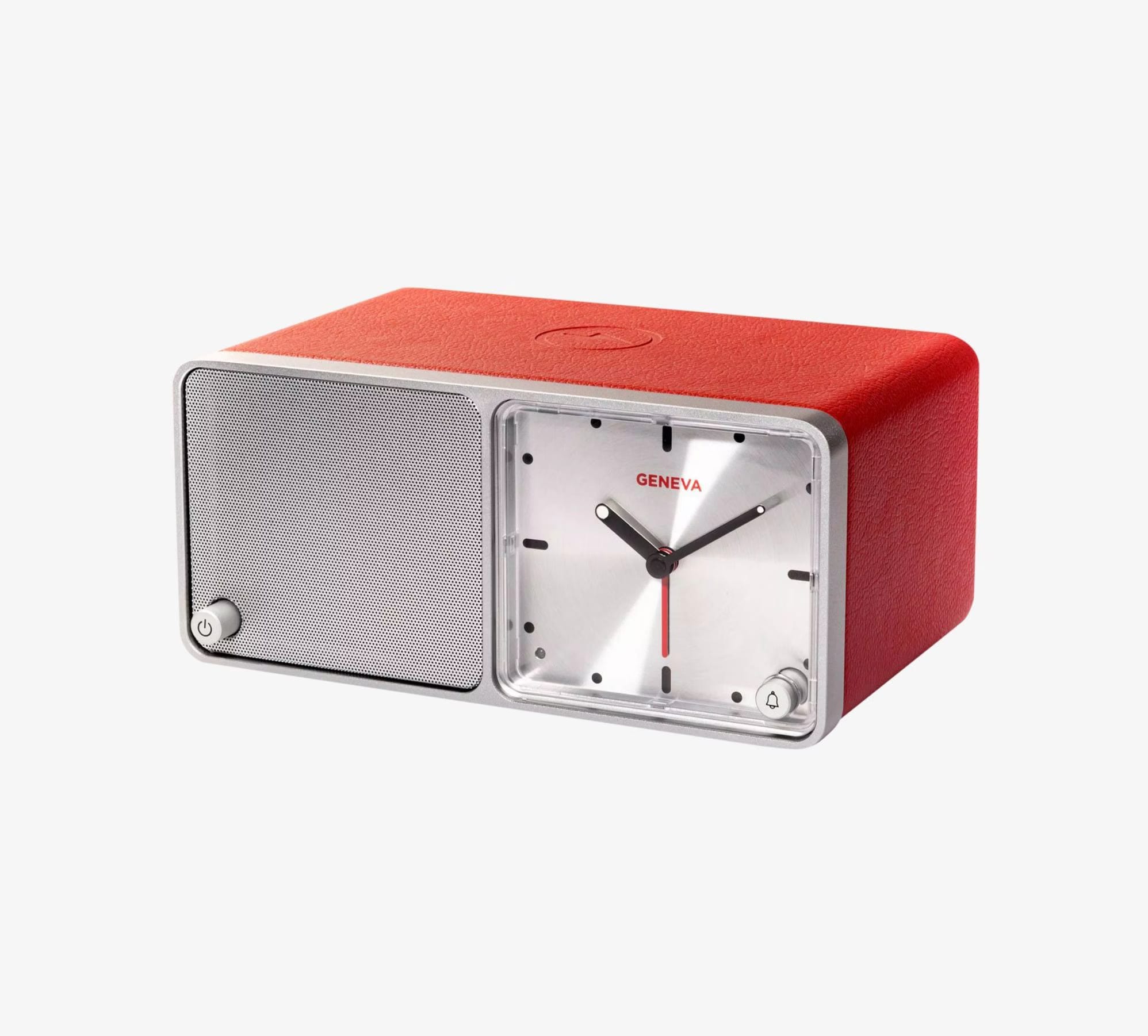 GENEVA•TIME Model J002 Geneva Time Bluetooth Speaker with Alarm Clock and Charge Pad Cognac