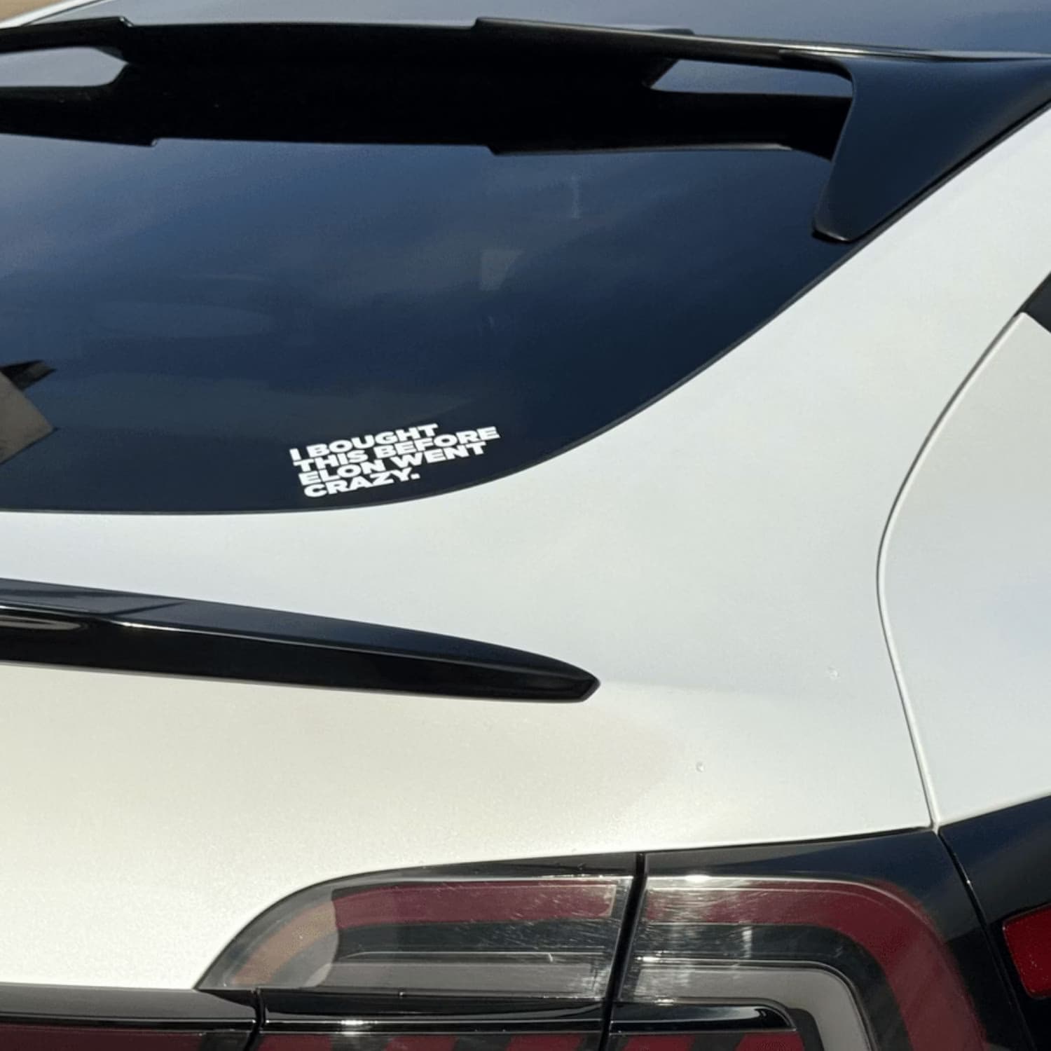Adesivo Auto "I Bought This Before Elon WENT CRAZY" - 115x60mm, Contorno Bianco, Per Tesla E Non Solo - Foto 8