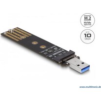 Delock Convertisseur combo pour SSD M.2 NVMe PCIe ou SATA avec USB 3.2 Gen 2
