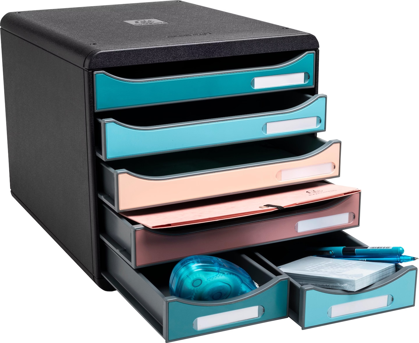 Module de rangement 6 tiroirs - Big Box Maxi - Noir/Arlequin EXACOMPTA