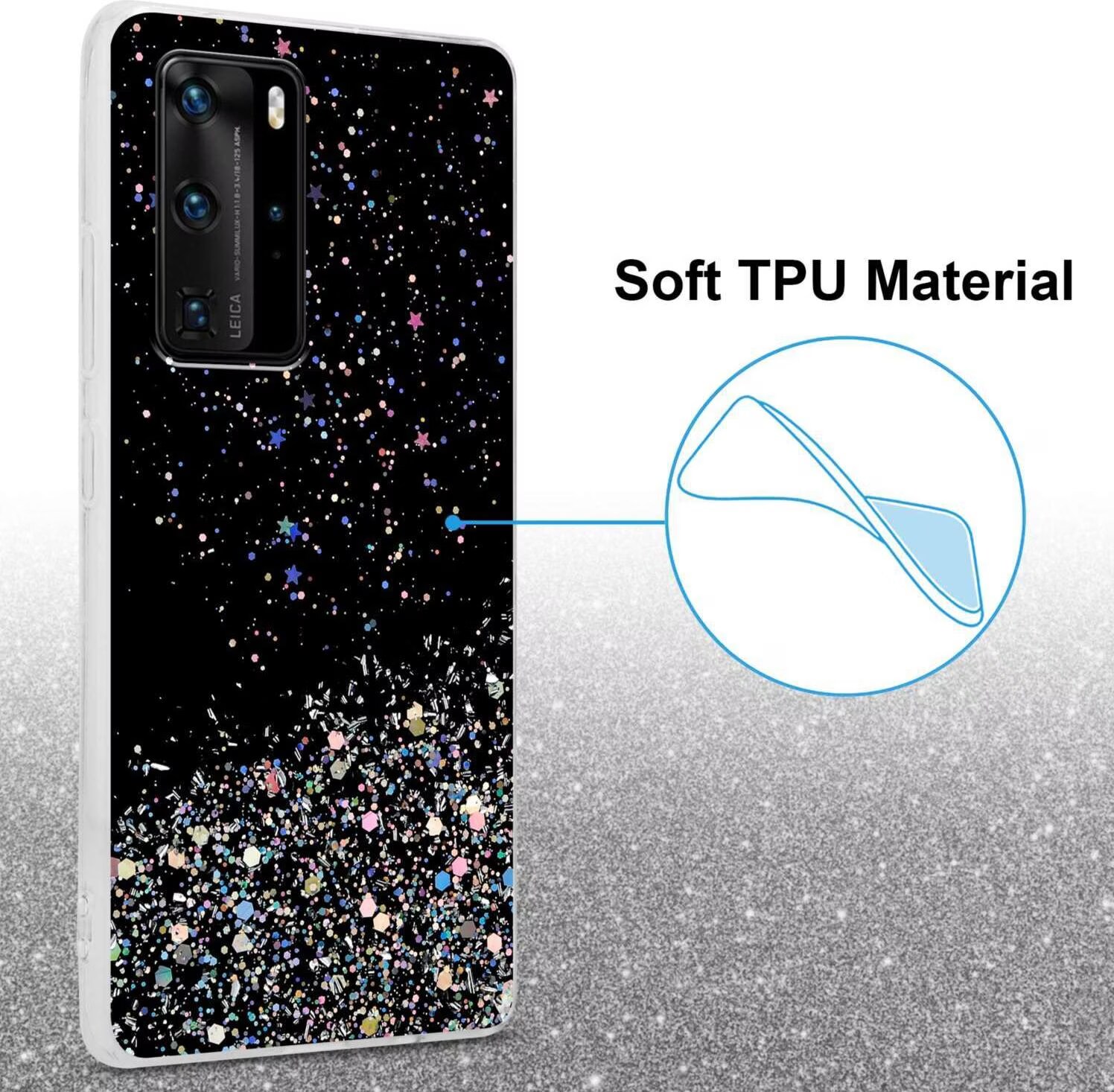 CADORABO Custodia Bicolore In Silicone TPU Cover E Retro In Vetro Temperato Custodia Per Cellulare Per P40 Pro P40 Pro Rosso Nero 86247045