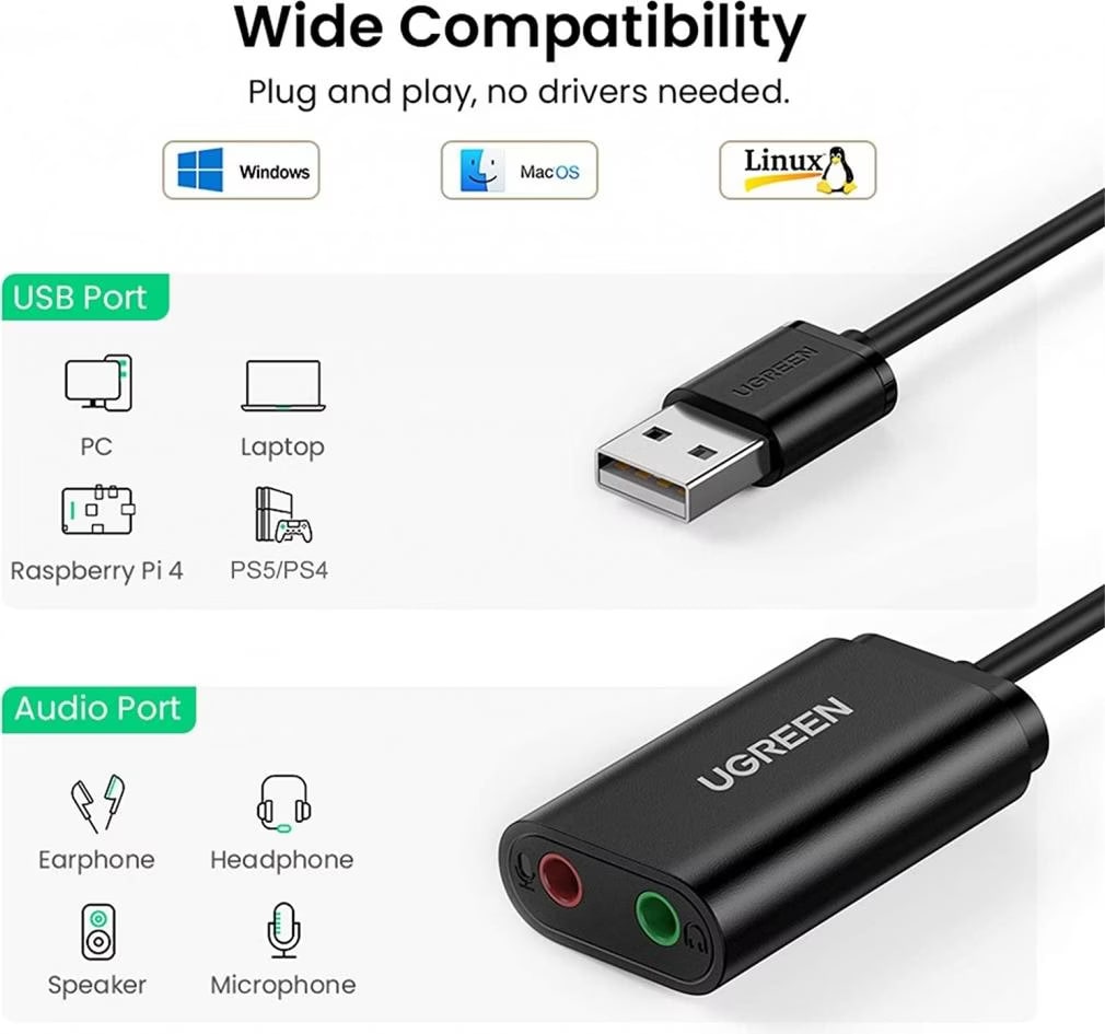 Reviews for Ugreen External Sound Adapter 30724 (USB) Digitec