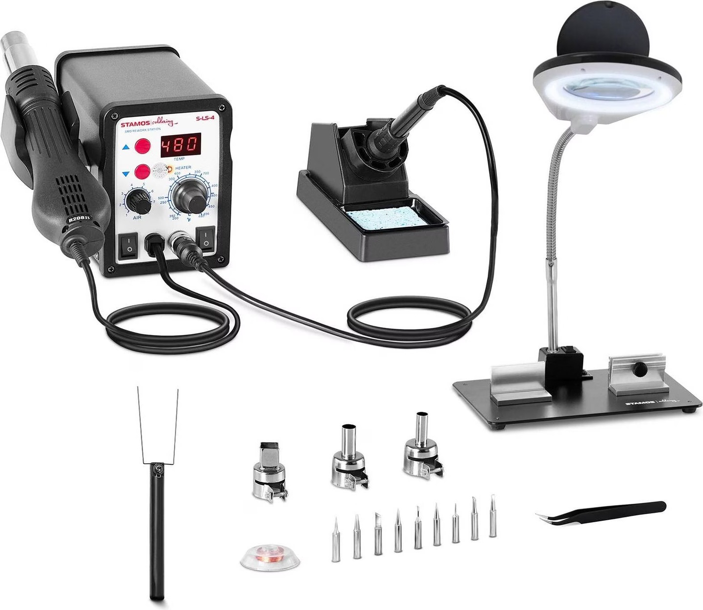 Stamos Kit station de soudage 60 watts Écran LED + Accessoires