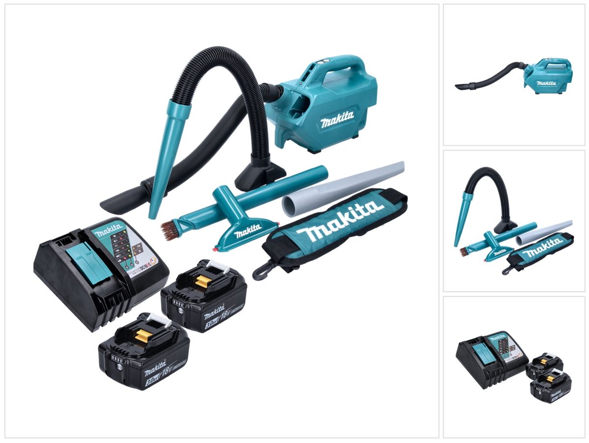 Makita DCL 184 RF Battery hoover 18 V 54 mbar 0.5 l 2x battery 3.0 Ah charger Digitec