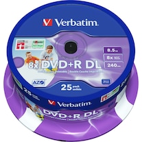 Verbatim DVD+R, double couche, 8x, 8,5 Go, 25 broches (25 x)