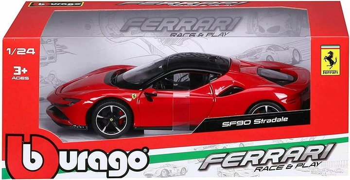 Kit Modellino Ferrari SF90 Stradale Bburago - Scala 1:24, Licenza Ufficiale, Da Montare, Età 14+ - Foto 9