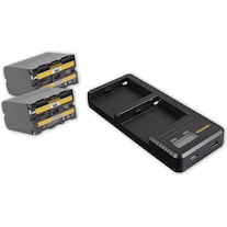 Patona Set di caricabatterie NP-F970 + 2 batterie (Accumulatore di carica elettrica, Caricatore)
