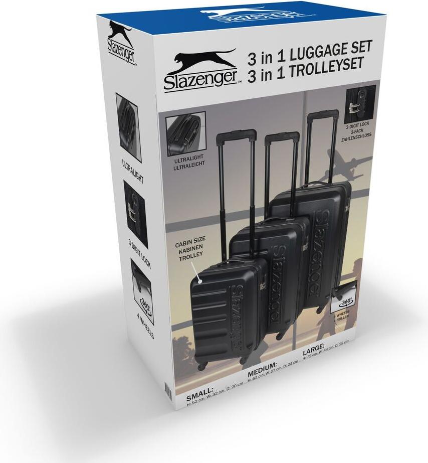 Slazenger Trolley Set 18 22 26 ABS 3pcs Hand luggage up to 50 litres M 50 90l L 90 115l Digitec