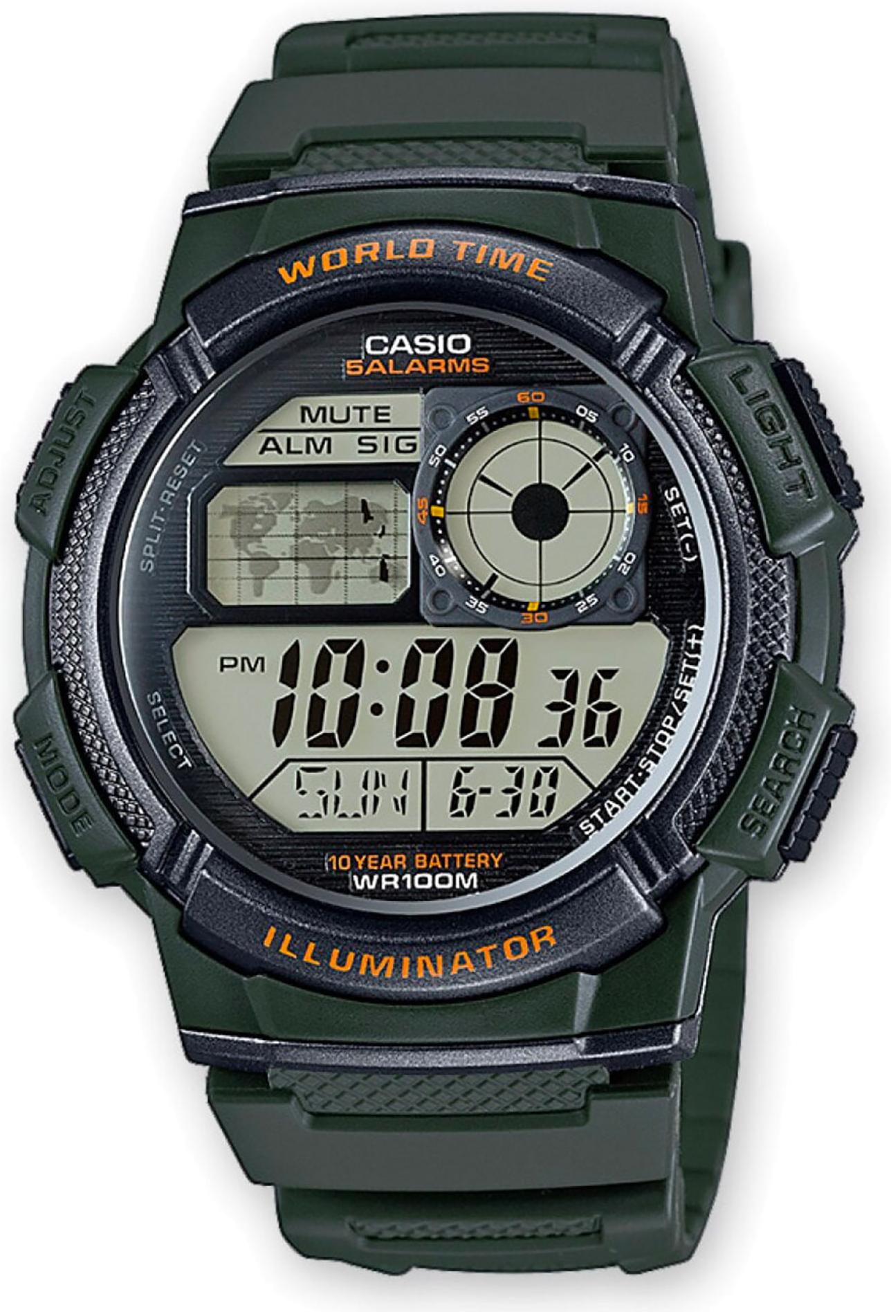 Casio illuminator 5 alarms world time store