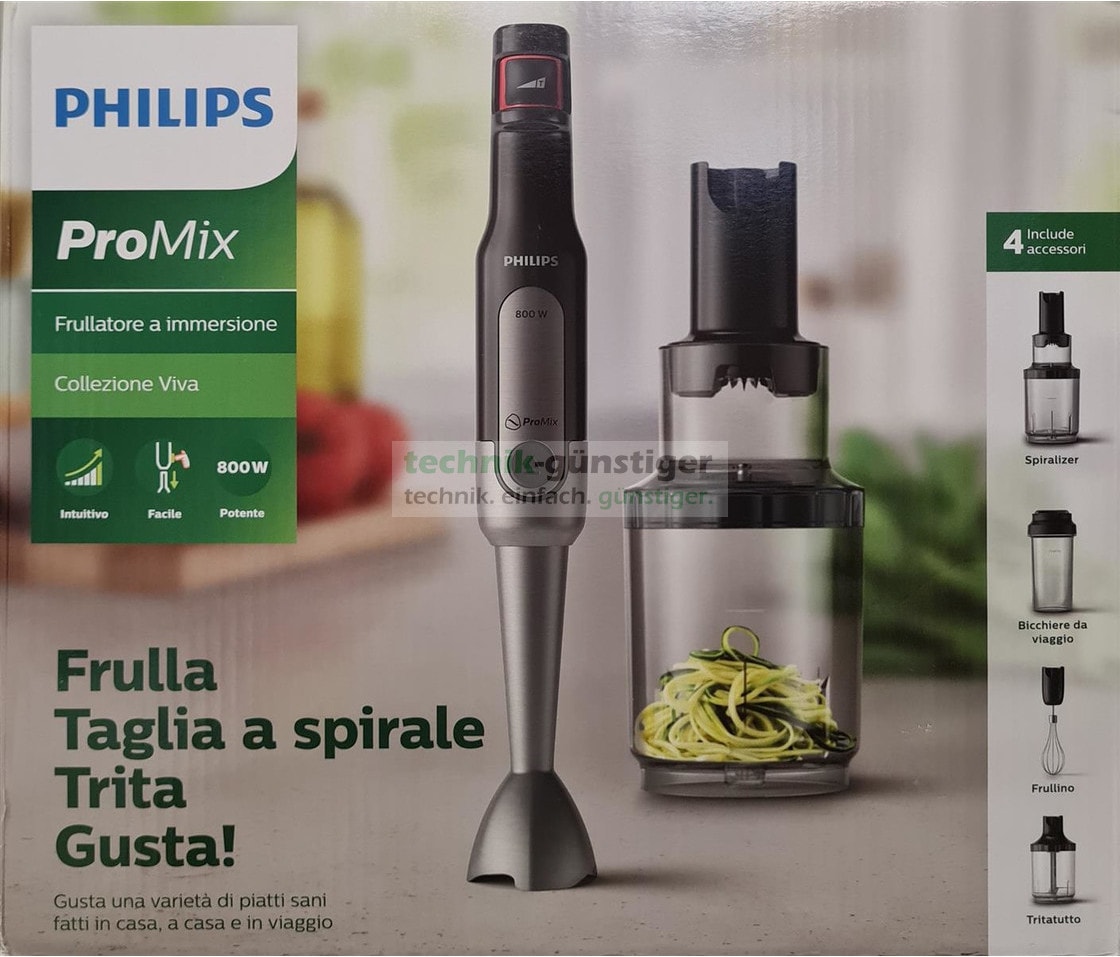 Philips HR2657 90 Viva Collection ProMix hand blender incl. spiral slicer chopper 1 litre blender jug. Digitec