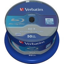Verbatim 1x50 BD-R Blu-Ray 25Go Blu-Ray 6x Speed Datalife No-ID Cakebox (50 x)