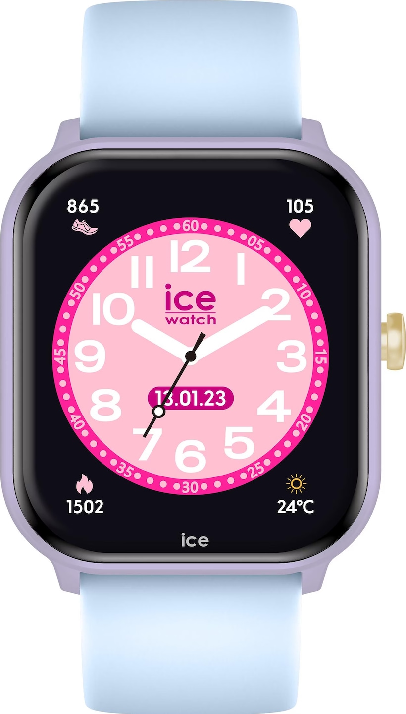 ICE-WATCH - Ice Smart Junior 3.0 Find My Purple Soft Blue - Montre connectée géolocalisable Violette pour Fille avec Bracelet en Silicone - 024550 (1.75 Pouces