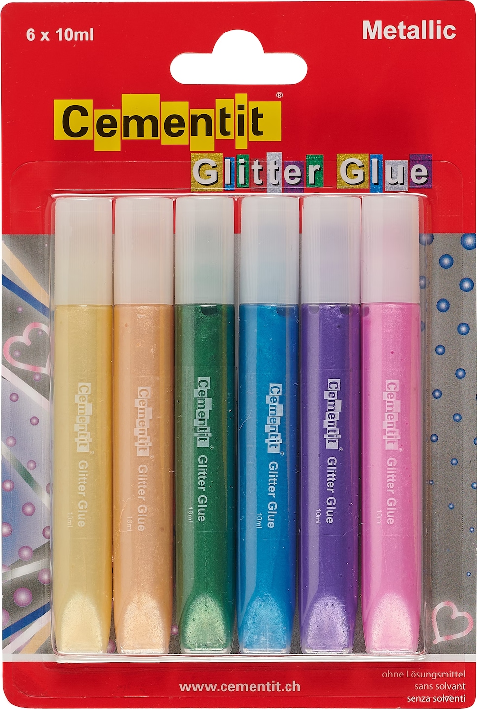 Cementit Glitter Glue Metallic Blister à 6 x 10ml (120 g, 10 ml) - Digitec