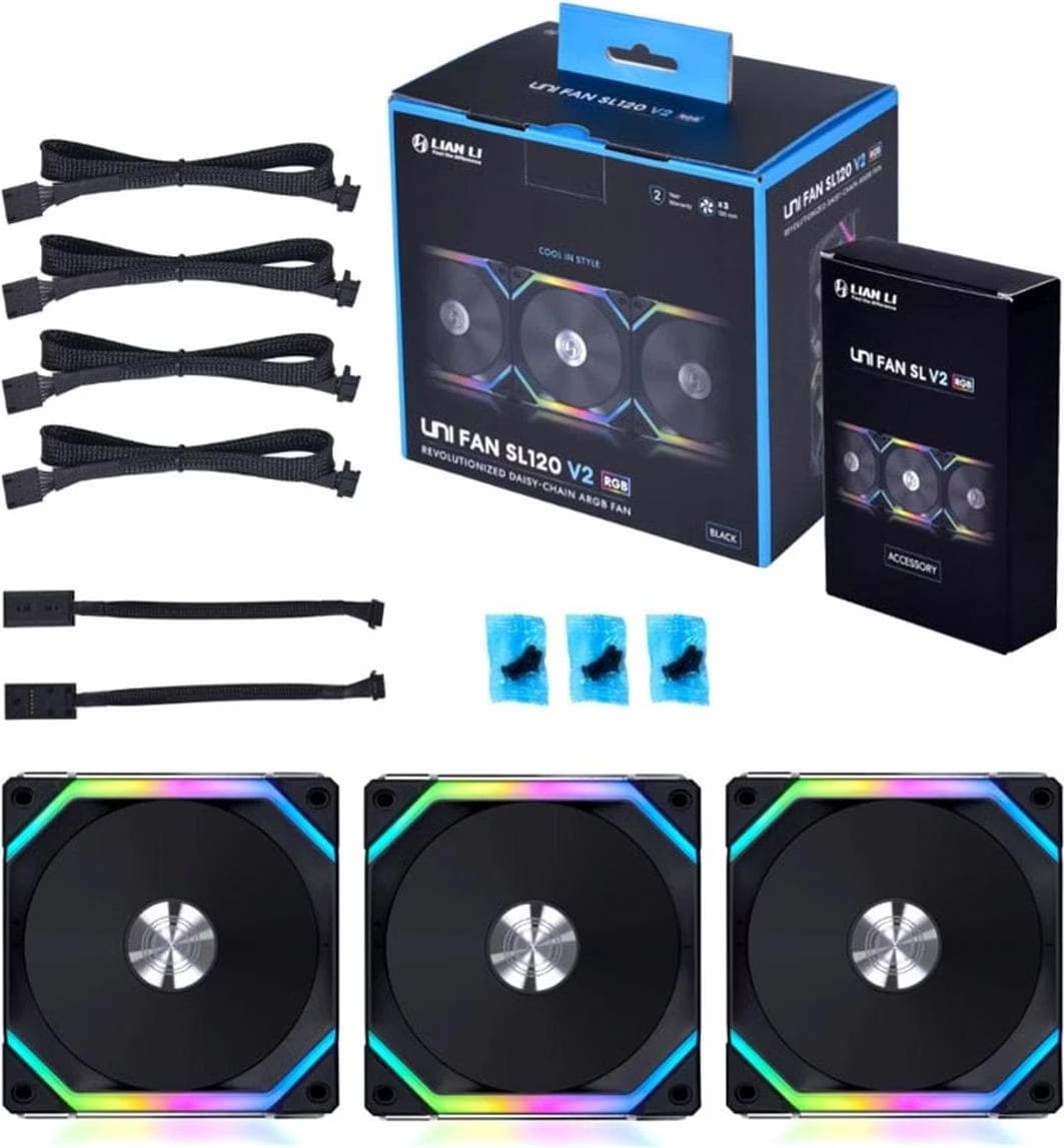 Lian Li UNI FAN SL120 V2 RGB 3個入　3セット Lian-Li UNI FAN SL120 V2 ARGB-PWM-Lüfter, 3er-Pack - 120 mm