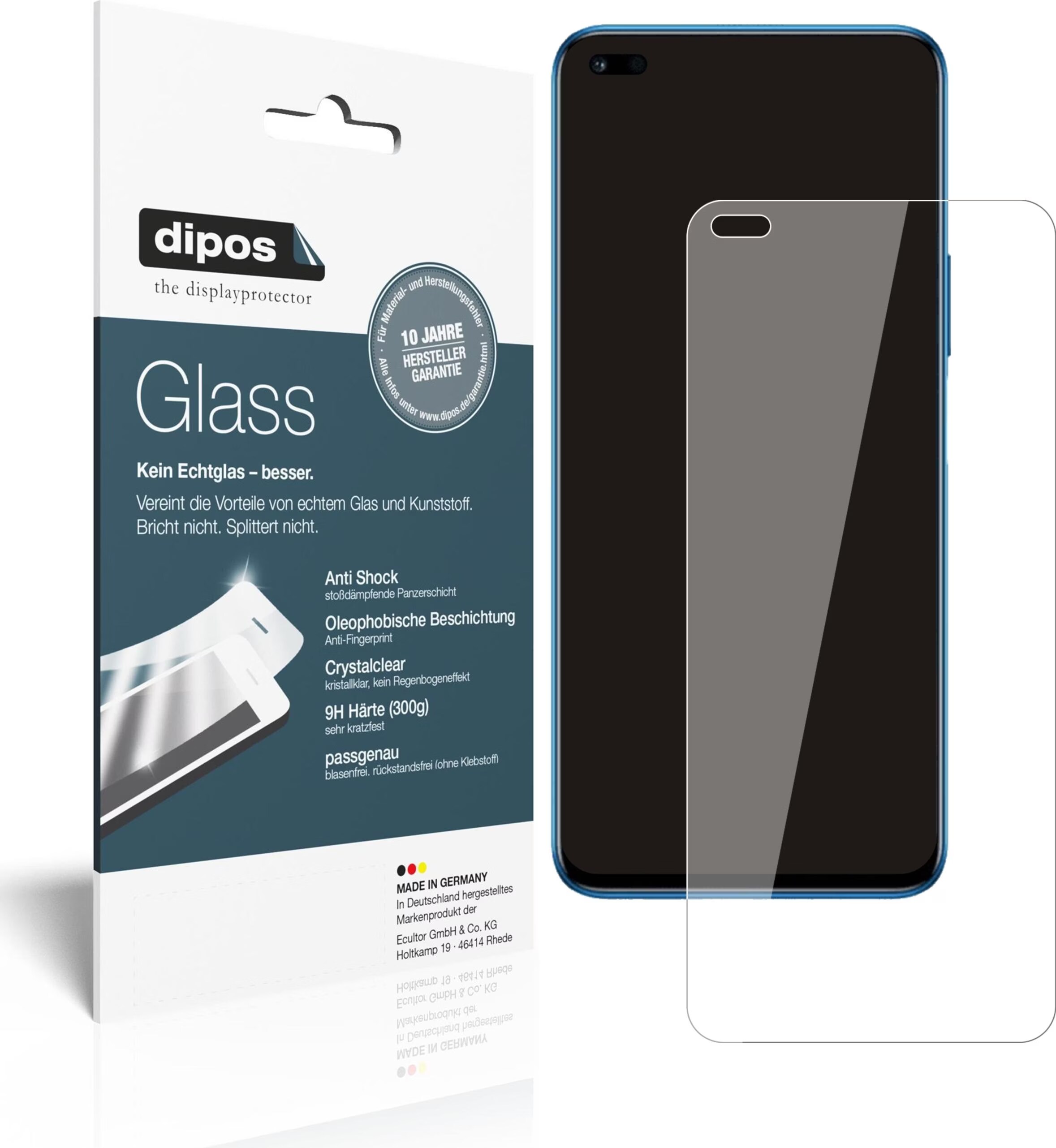 6 Pellicole Protettive Posteriori Dipos Per Honor 20i – Cristallo Trasparente, Taglio Laser Made In Germany