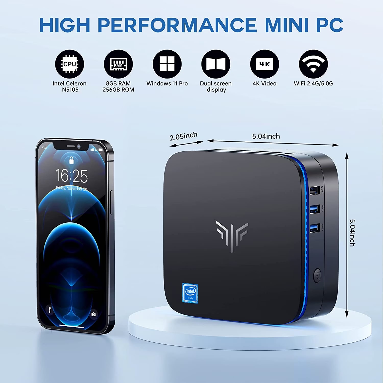 ミニPC NiPoGi AK1pro mini pc inte N5105 16G RAM NiPoGi AK1 PRO Mini PC, Celeron N5105 16GB RAM 512GB ROM