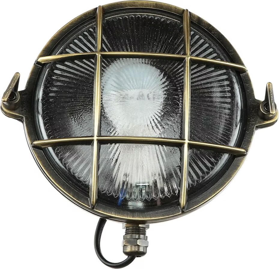 Licht-Erlebnisse Applique Esterna Serifos Ottone | Stile Marittimo Oblò Con Vetro, IP64, E27