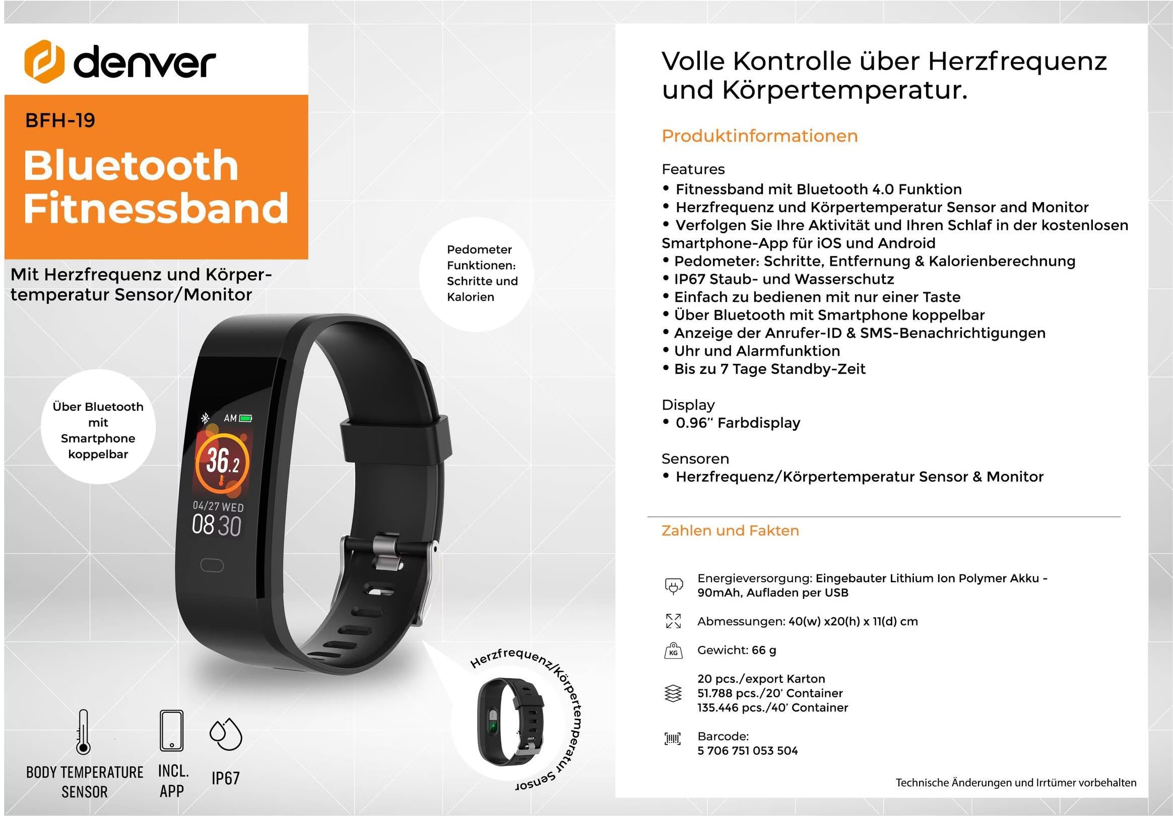 Denver BFH-19 Activity meter with strap buy at Digitec