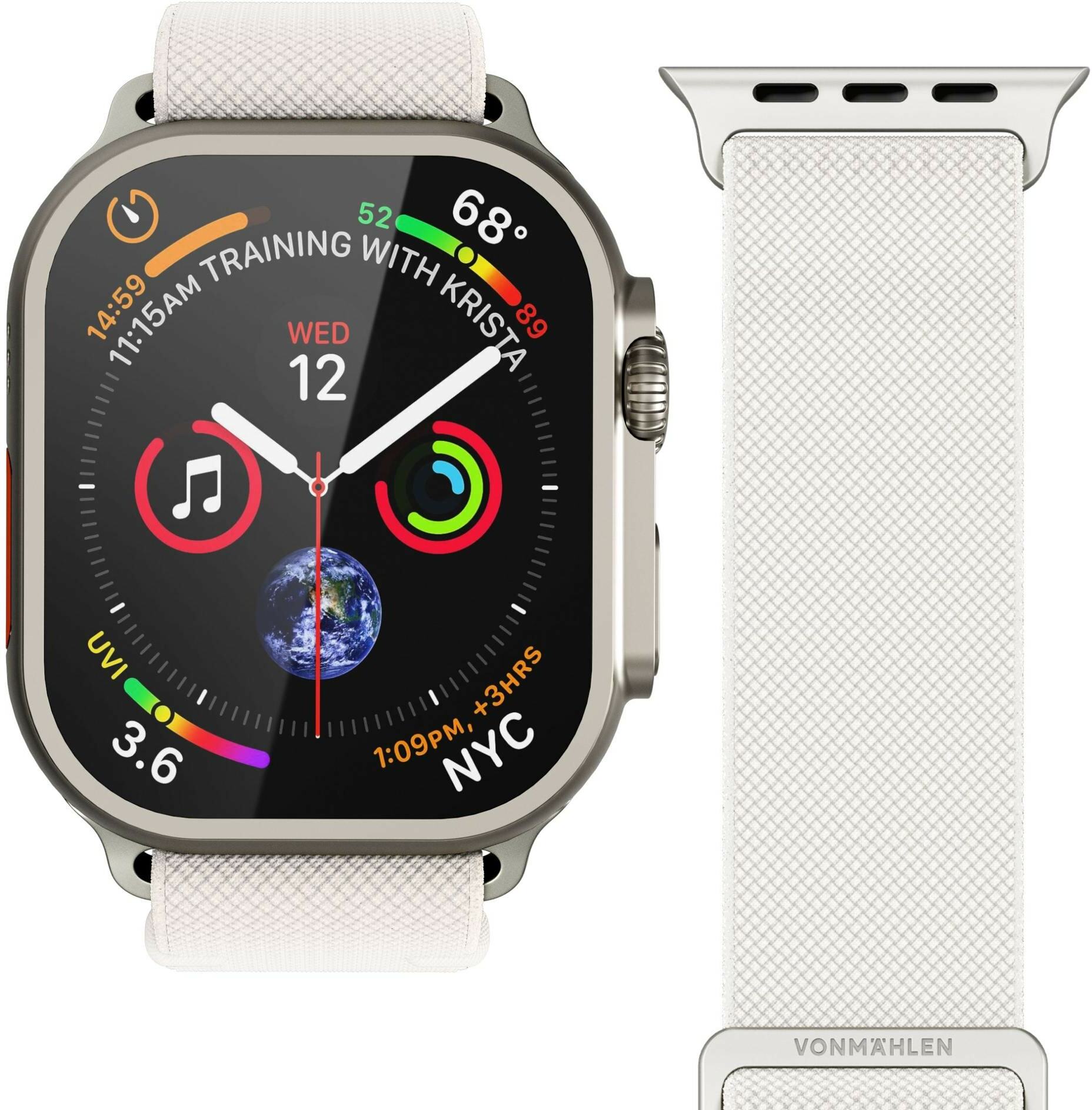 Vonmahlen Classic Nylon Armband fur Apple Watch 42 44 45 49 mm beige Nylon Digitec