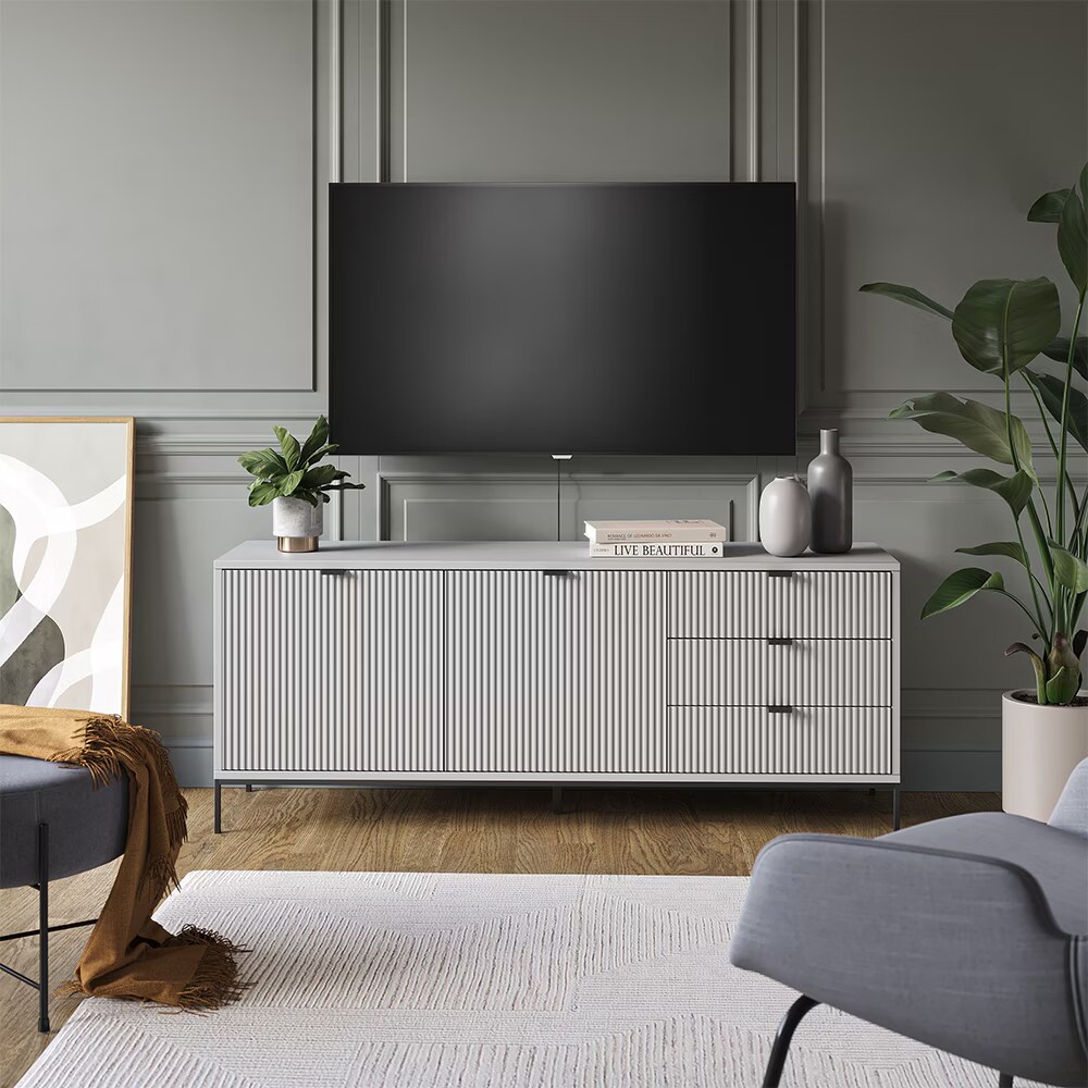 Meuble Tv Walter, Blanc, 110 X 17.4 Cm Avec 2 Portes, Vicco