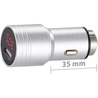 Revolt Kfz-USB-Ladegerät mit Display, Metall-Gehäuse, QC 2.0, 12/24 V, 2,4 A