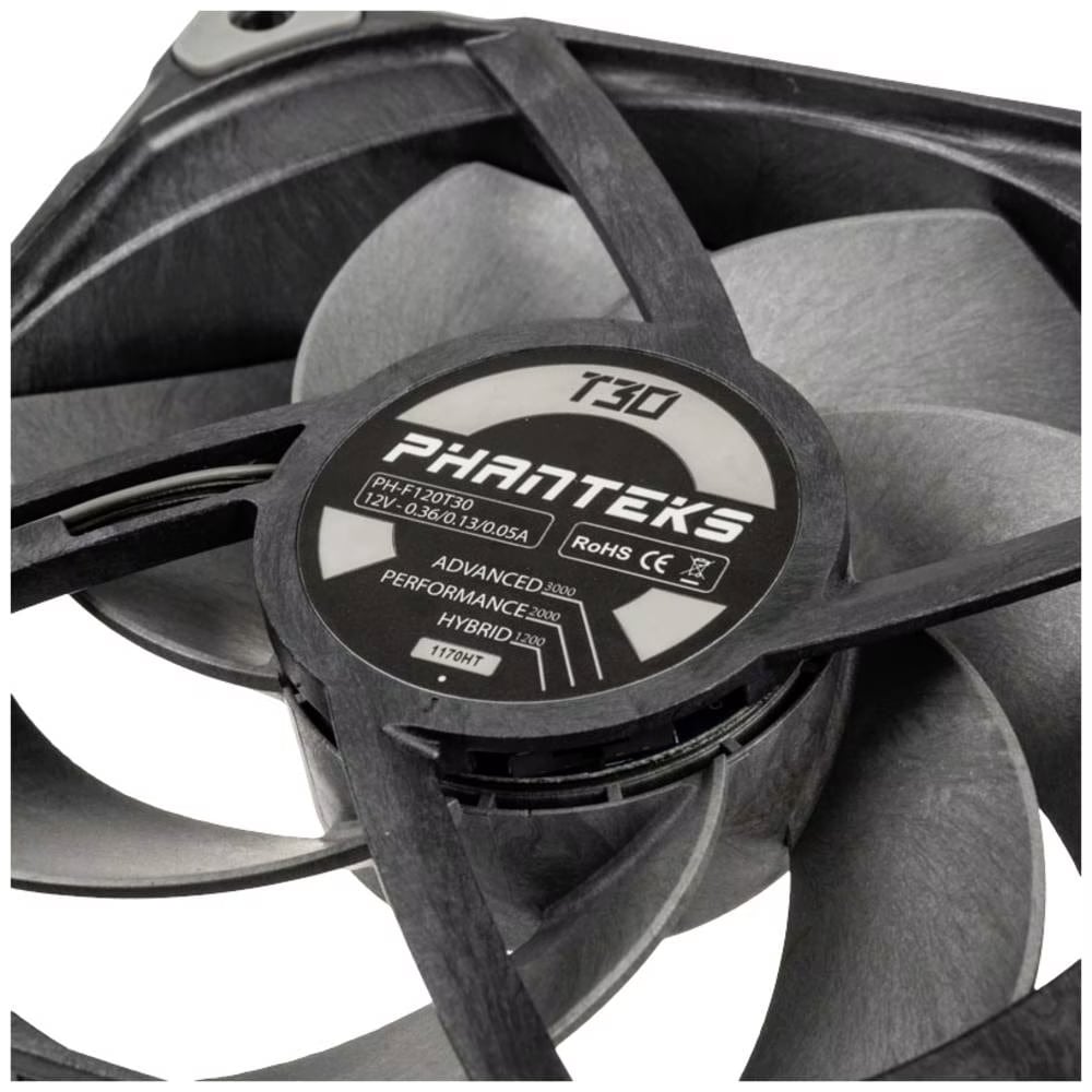 Phanteks T30 Ventola PC 120mm PWM - Materiale LCP, 3 Profili Di Velocità, Nero