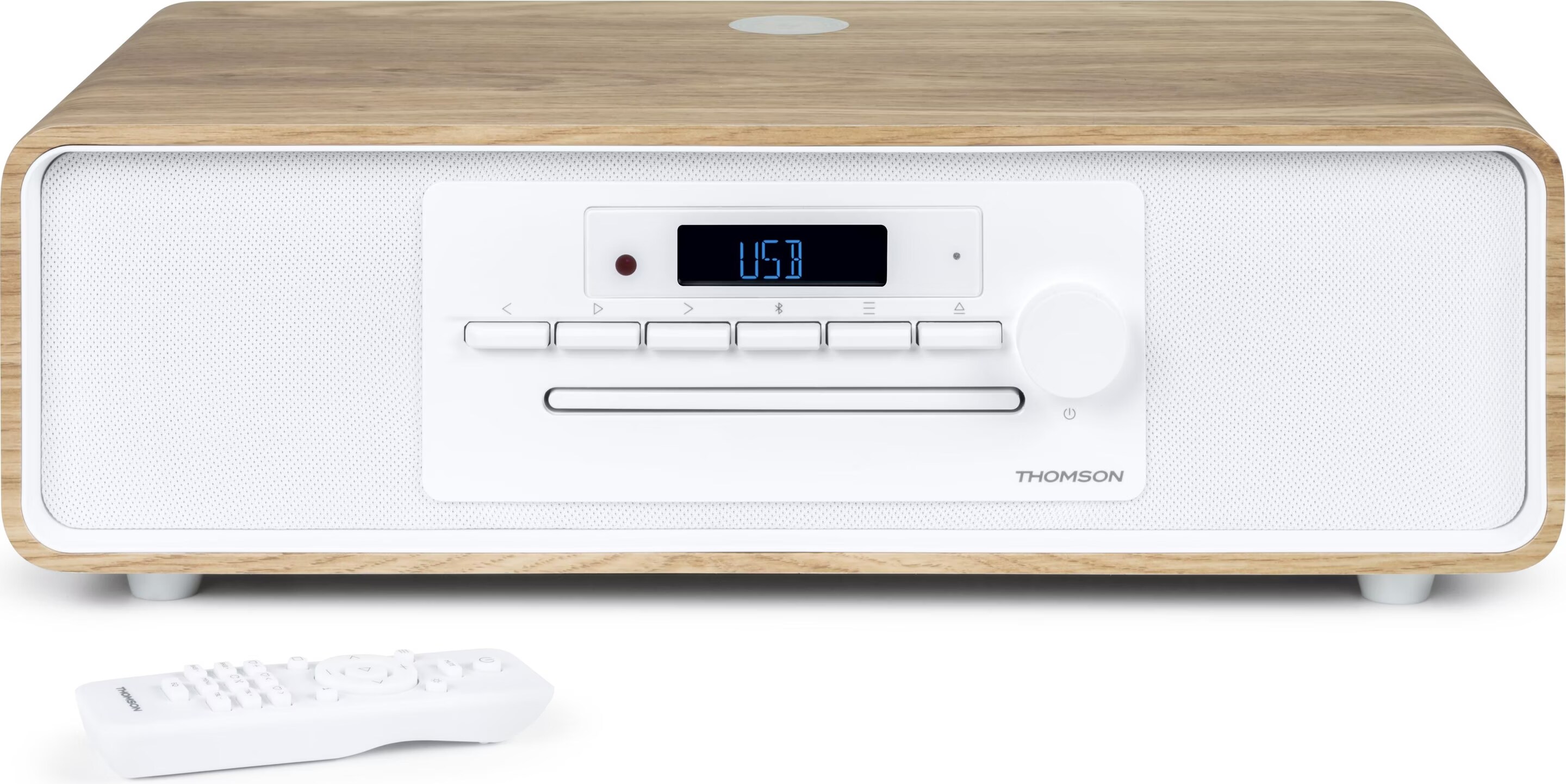 Micro-chaîne Bluetooth - THOMSON - Blanche et Noire - Radio FM/CD/MP3/USB, 60W, Égaliseur