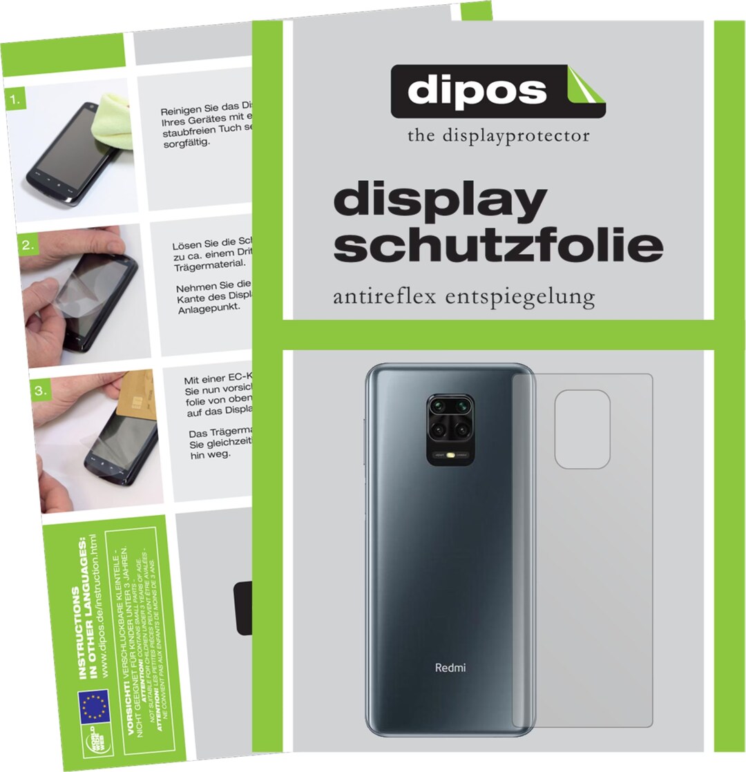Dipos 6X Pellicola Protettiva Antiriflesso Posteriore Per Xiaomi Redmi Note 9S - Protezione Opaca Anti-Impronte, Taglio Laser Made In Germany, Senza Residui