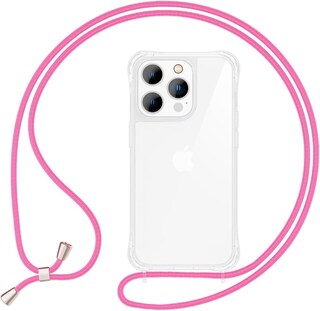 Custodia Con Cordino Per IPhone 14 - Tracolla Regolabile In PPM Intrecciato - Blu, Silicone TPU E Plastica Dura
