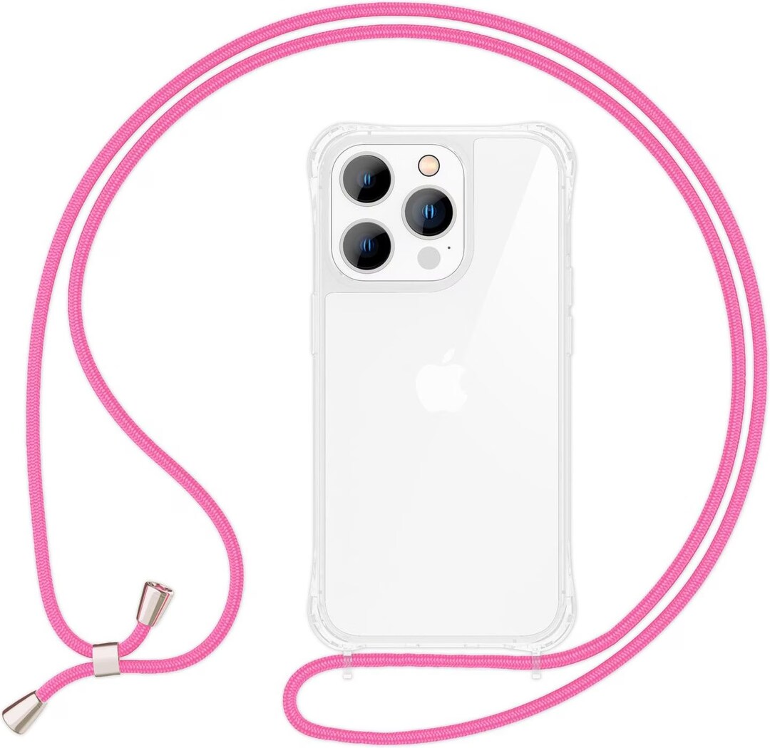 Custodia Con Cordino Per IPhone 14 - Tracolla Regolabile In PPM Intrecciato - Blu, Silicone TPU E Plastica Dura