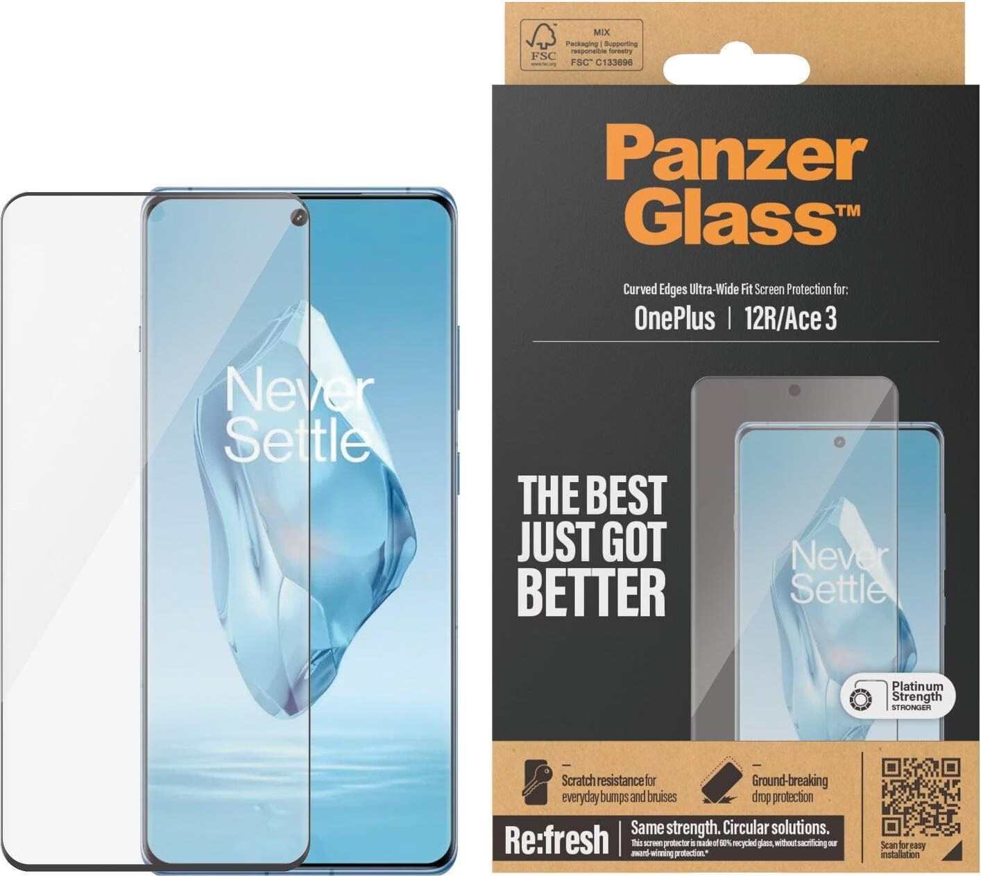 YBROY Vetro Temperato per OnePlus 12R, [ 2 Pezzi] Pellicola Protettiva, 3D Copertura Completa Protezione Schermo, Durezza 9H, Senza Bolle