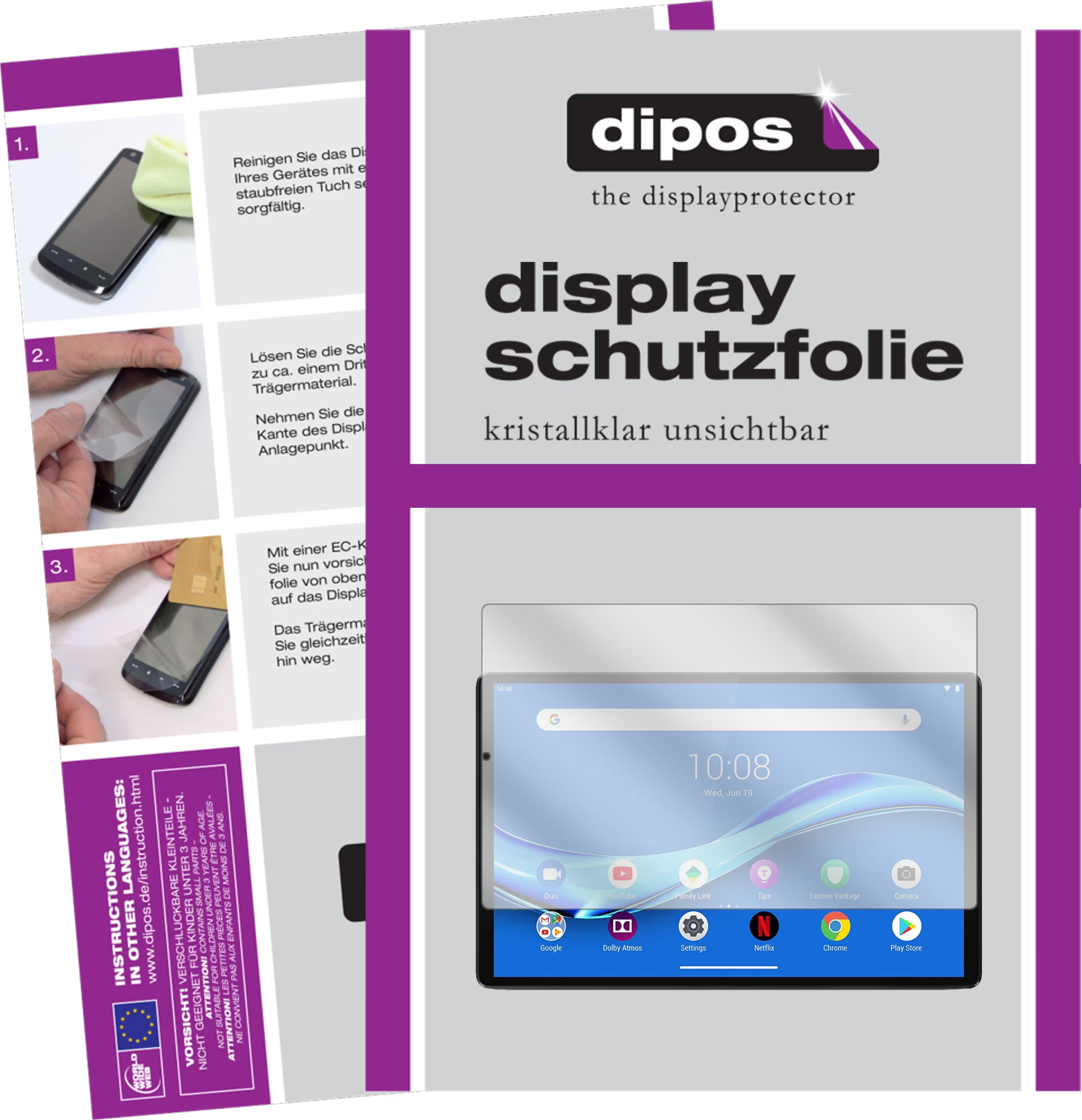 2x Pellicola per Huawei MediaPad T3 10 Protettiva Protezione Antiriflesso