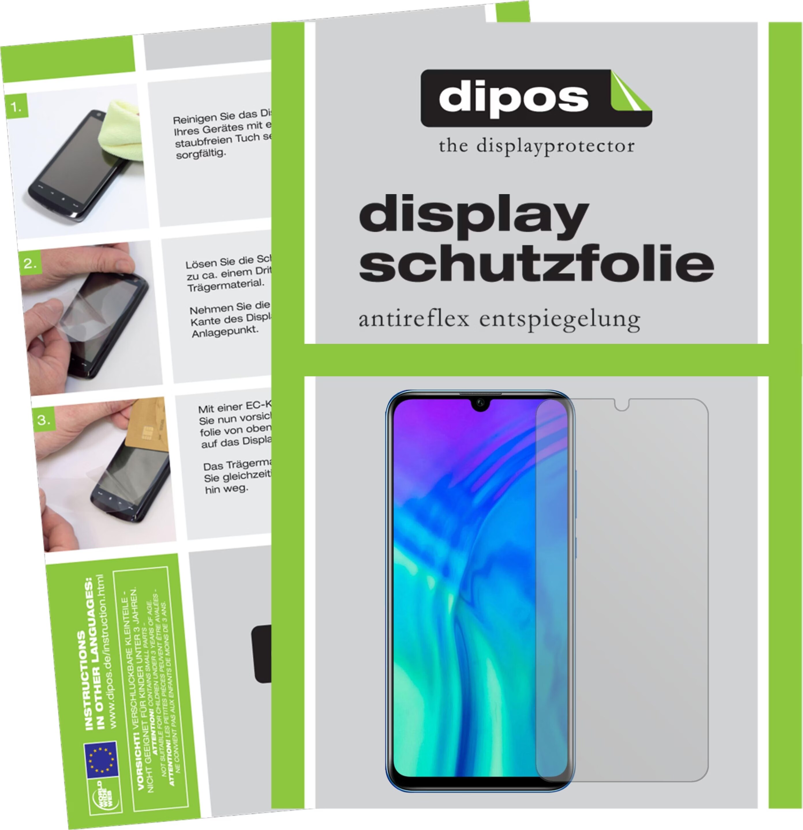 dipos I 2X Pellicola Protettiva Compatibile con Honor 20 Lite