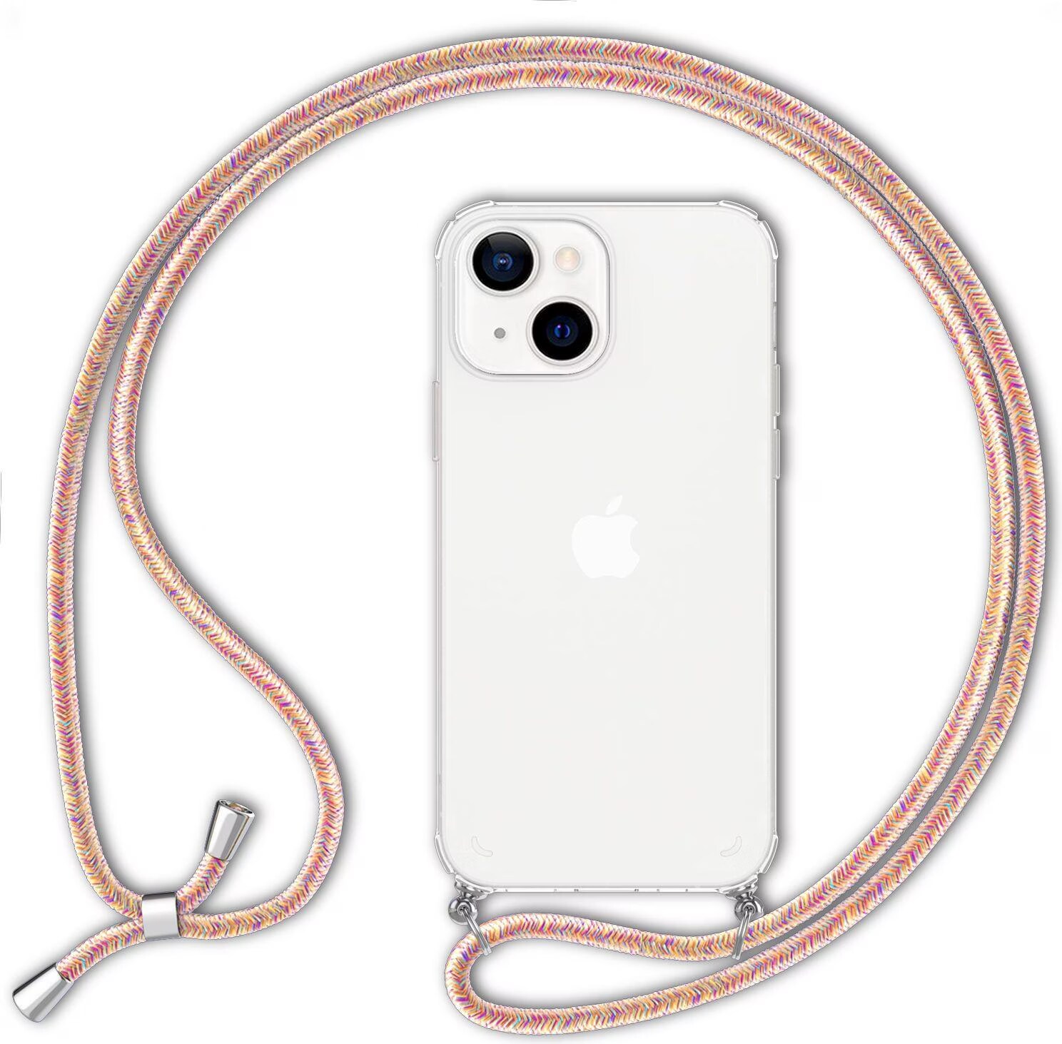 Custodia IPhone 13 Mini Con Cordino E Catena, Silicone Liquido, Colori Vari, Tracolla Da Collo Regolabile - 3