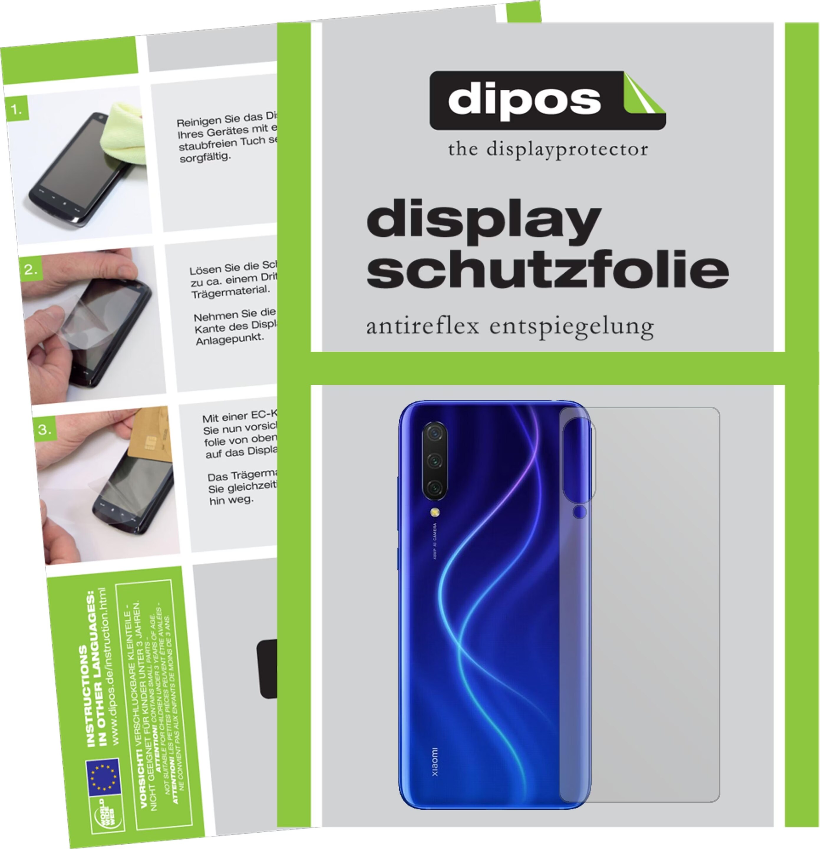 Pellicola Protettiva per I Xiaomi Mi 9 SE posteriore I Protezione opaco Vetro 9H