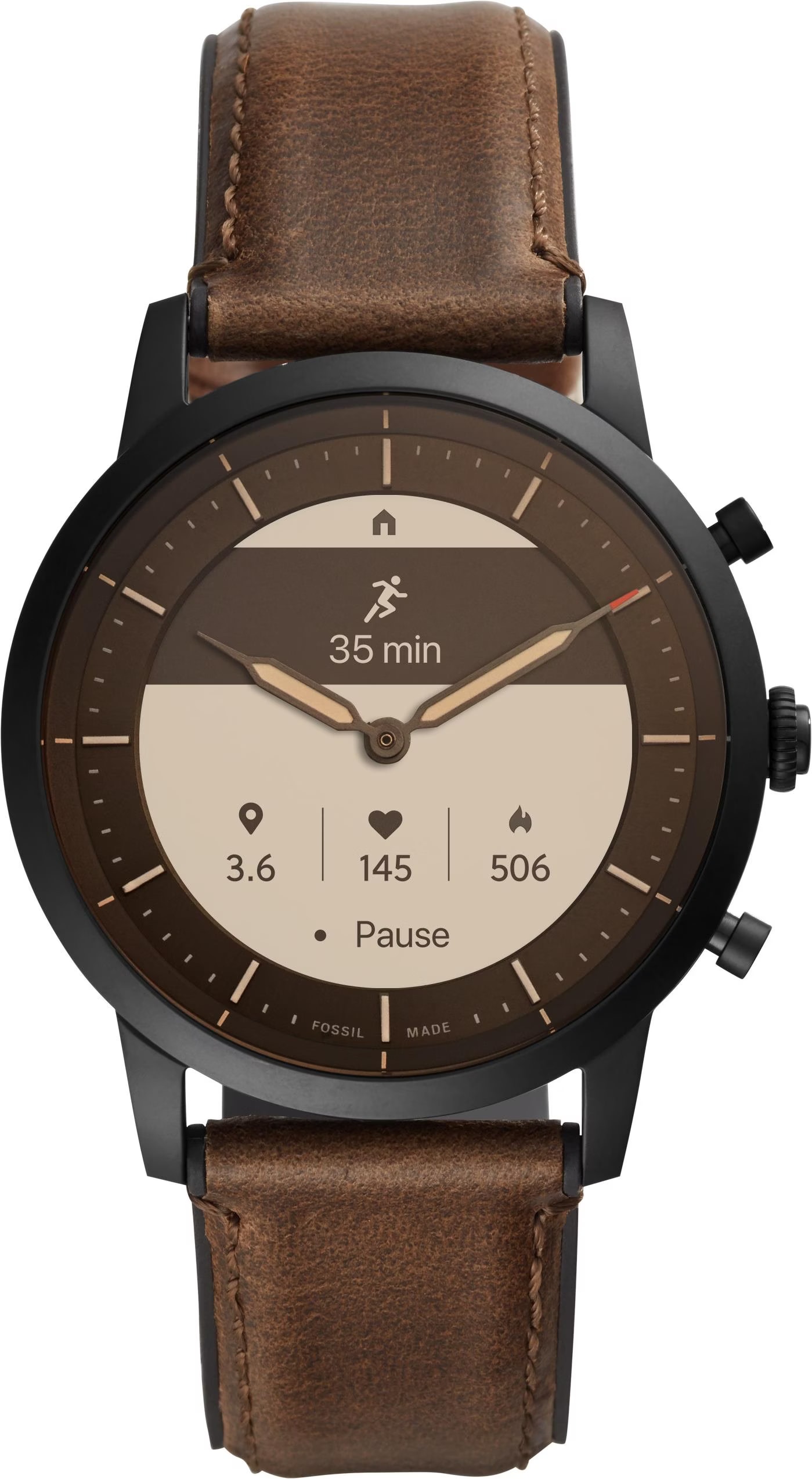 Brown Leather Fossil Collider Hybrid Smartwatch Ftw7008 Fossil