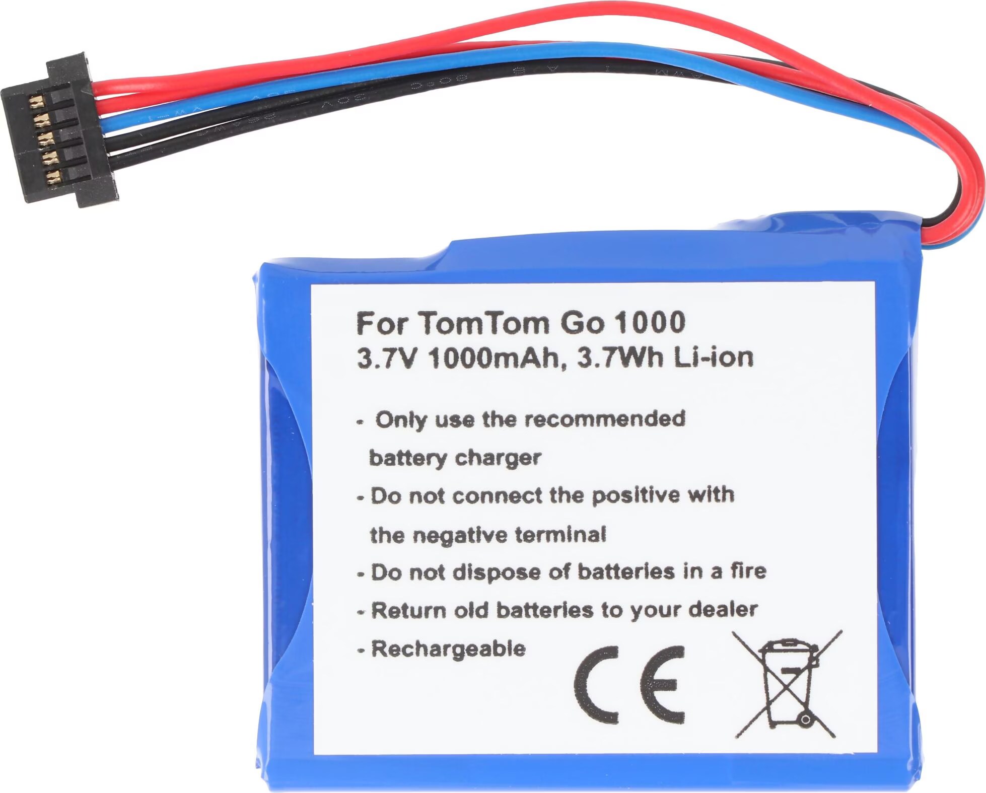 vhbw batteria compatibile con TomTom Go 1000, Go 1005, 4CS0.002.01, Go Live 1000, 1000 Regional, Live 1005 navigatore GPS (1000mAh, 3,7V, Li-Ion